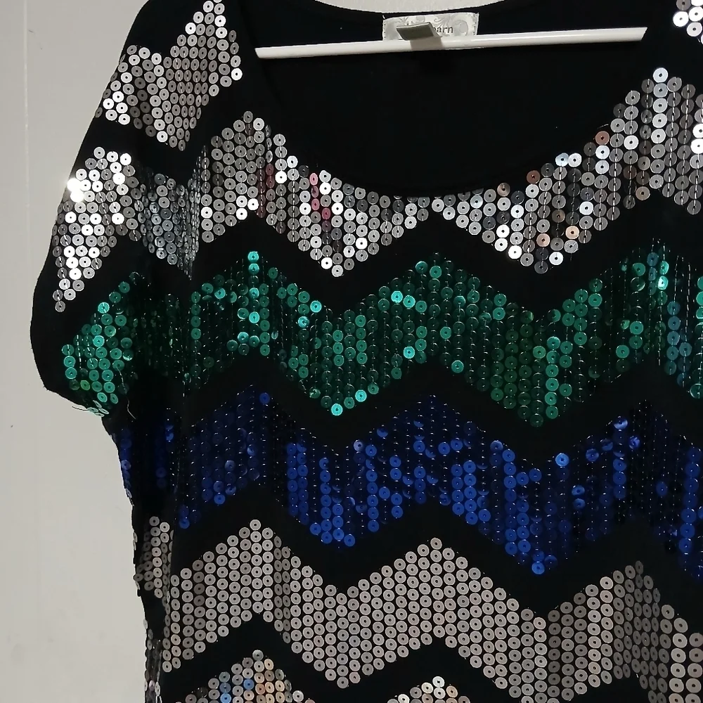 Dressbarn brand women's beautiful sequin Pullover top. Size 1X - Picture 4 of 9